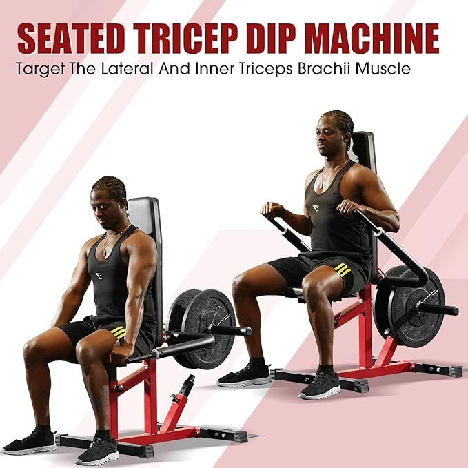 Seated Dip Machine Plate Loaded Tricep Dip Press & Cable Bar Combo for Home Gym