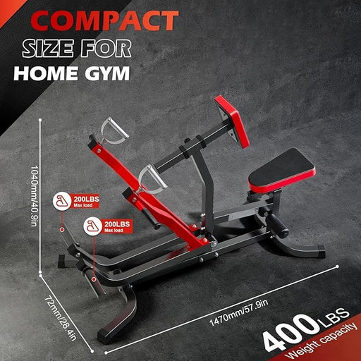 Seated Row Machine Plate Loaded with Independent Arms Multi Grip Positions for Upper Body Workout