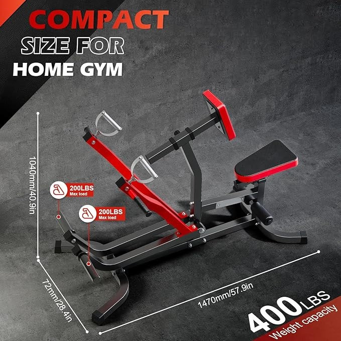 Seated Row Machine Plate Loaded with Independent Arms Multi Grip Positions for Upper Body Workout