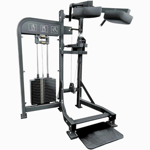 Selectorized Standing Calf Raise Machine Heavy-Duty 408 lb Weight Stack with Adjustable Height and Non-Slip Foot Plates