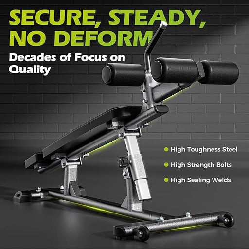 Semi-Commercial Sit-Up Bench with Reverse Crunch Handle Adjustable for Ab & Core Workout