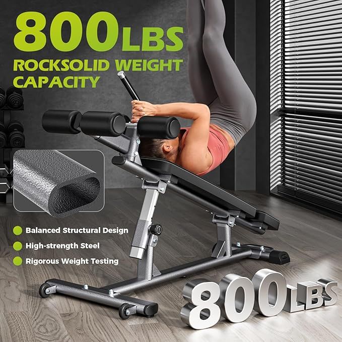 Semi-Commercial Sit-Up Bench with Reverse Crunch Handle Adjustable for Ab & Core Workout