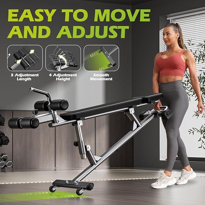 Semi-Commercial Sit-Up Bench with Reverse Crunch Handle Adjustable for Ab & Core Workout