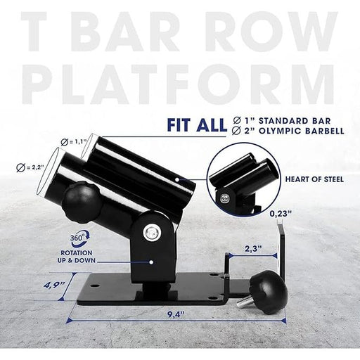 T-Bar Row Platform 360° Swivel Fits 1” & 2” Bars with Lock Jaw