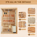 Traditional Steam Sauna for 2-4 People with Stove Heater Himalayan Salt Bricks and Dynamic Lights