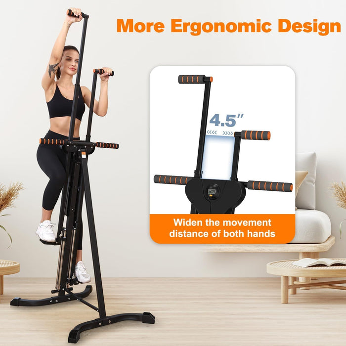 Vertical Climber Exercise Machine for Home Gym with 4 Metal Guide Rails Folding Cardio Machine