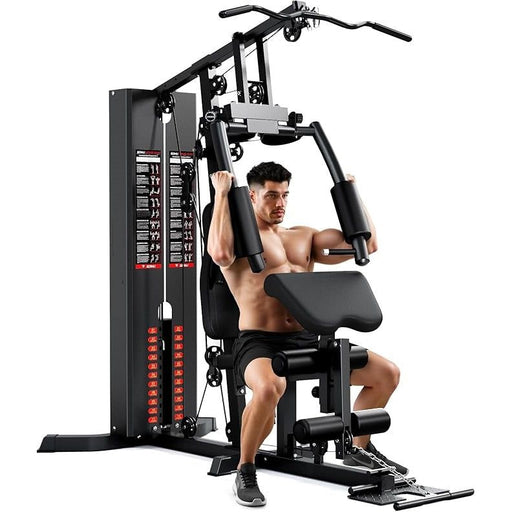 Workout Station with 140LBS Weight Stack Multifunctional Home Gym Equipment