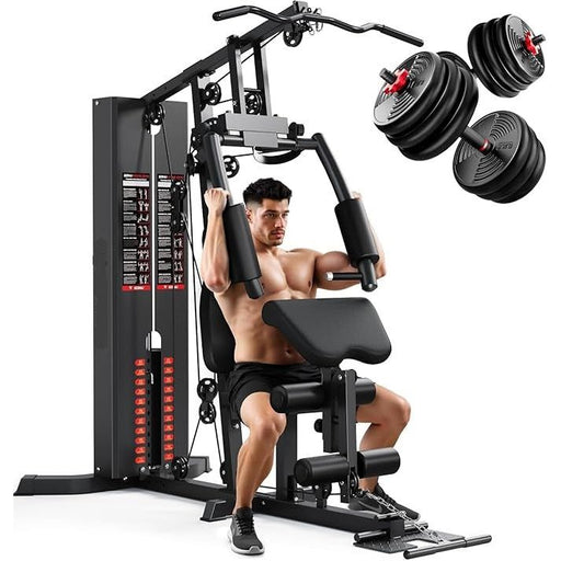 Workout Station with 140LBS Weight Stack Multifunctional Home Gym Equipment