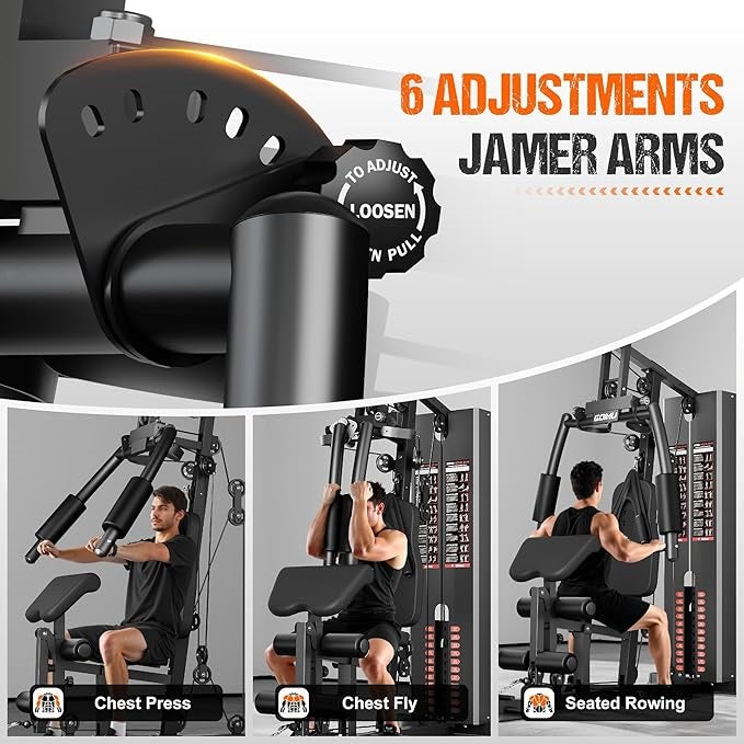 Workout Station with 140LBS Weight Stack Multifunctional Home Gym Equipment