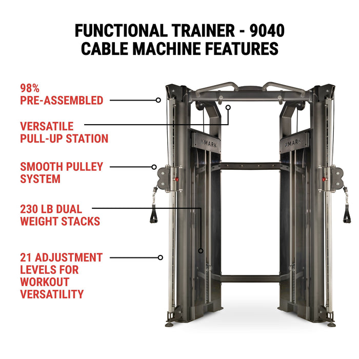 XMark Fitness Functional Trainer With Dual 230 lb Weight Stacks FT-9040